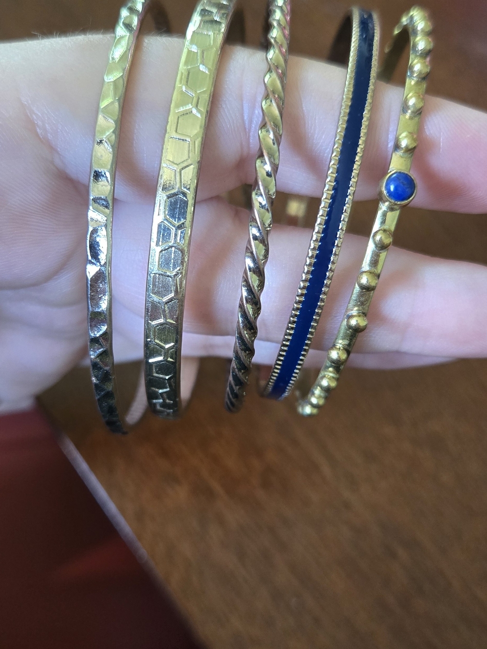 Gold and Navy Bangle Bracelets